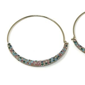 New Anthropologie Pave Hoop Rainbow Color Earrings